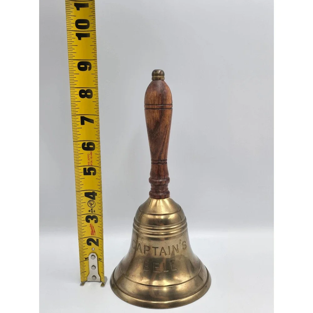 Captains Bell Nautical Unisex OS Gold Good Vintage Brass‎ Wood Handle